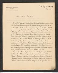 k.k. naturhistorisches Hofmuseum, Intendanzakten 1885-1896 (Hauer), Aktenzahl Z.4/1889, Seite 1